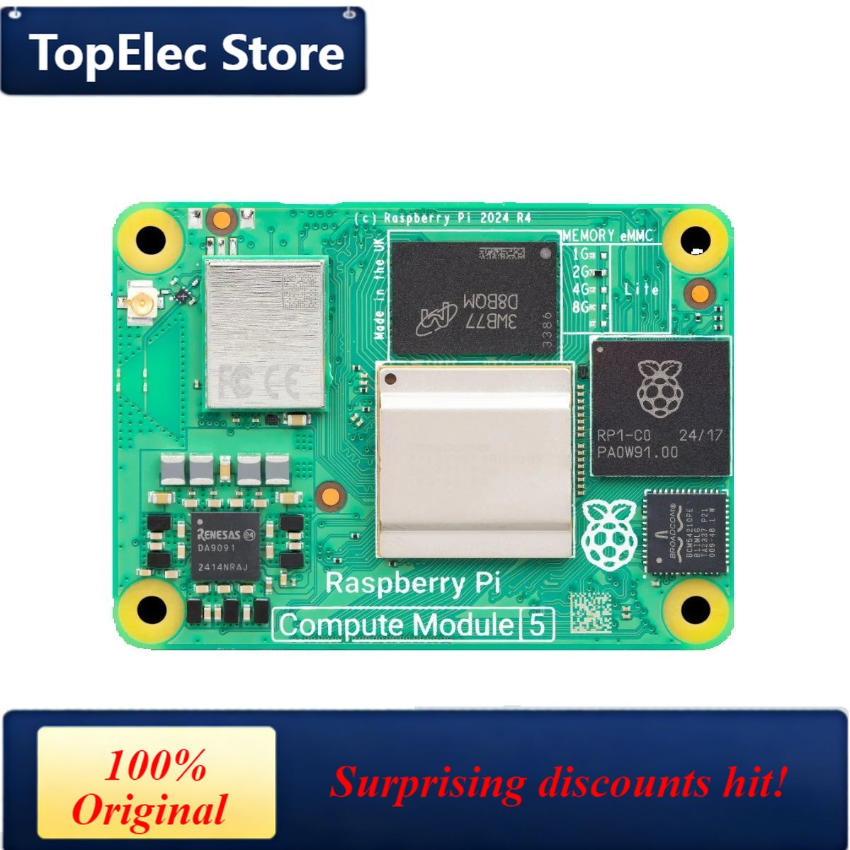 Raspberry Pi 5 8Gb Board - TopElec Raspberry Pi Compute Module 5